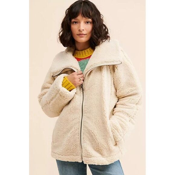 Free People Jackets & Blazers - Free People Raya Cozy Jacket Womens XS Ivory Fleece Teddy